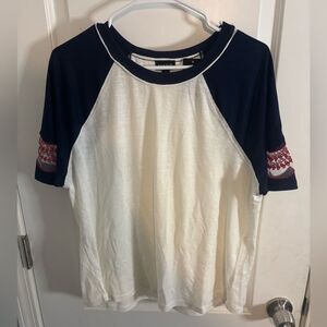 Torrid Navy and White Short Sleeve Tee